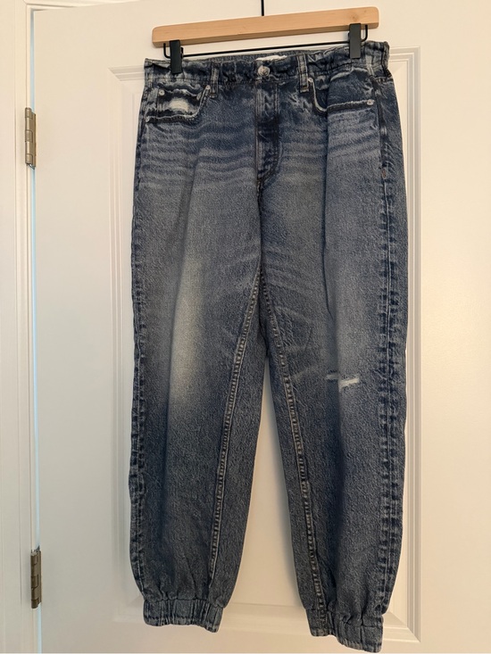 rag & bone Pants - rag & bone Washed Blue Boyfriend Jeans with Elastic Hem